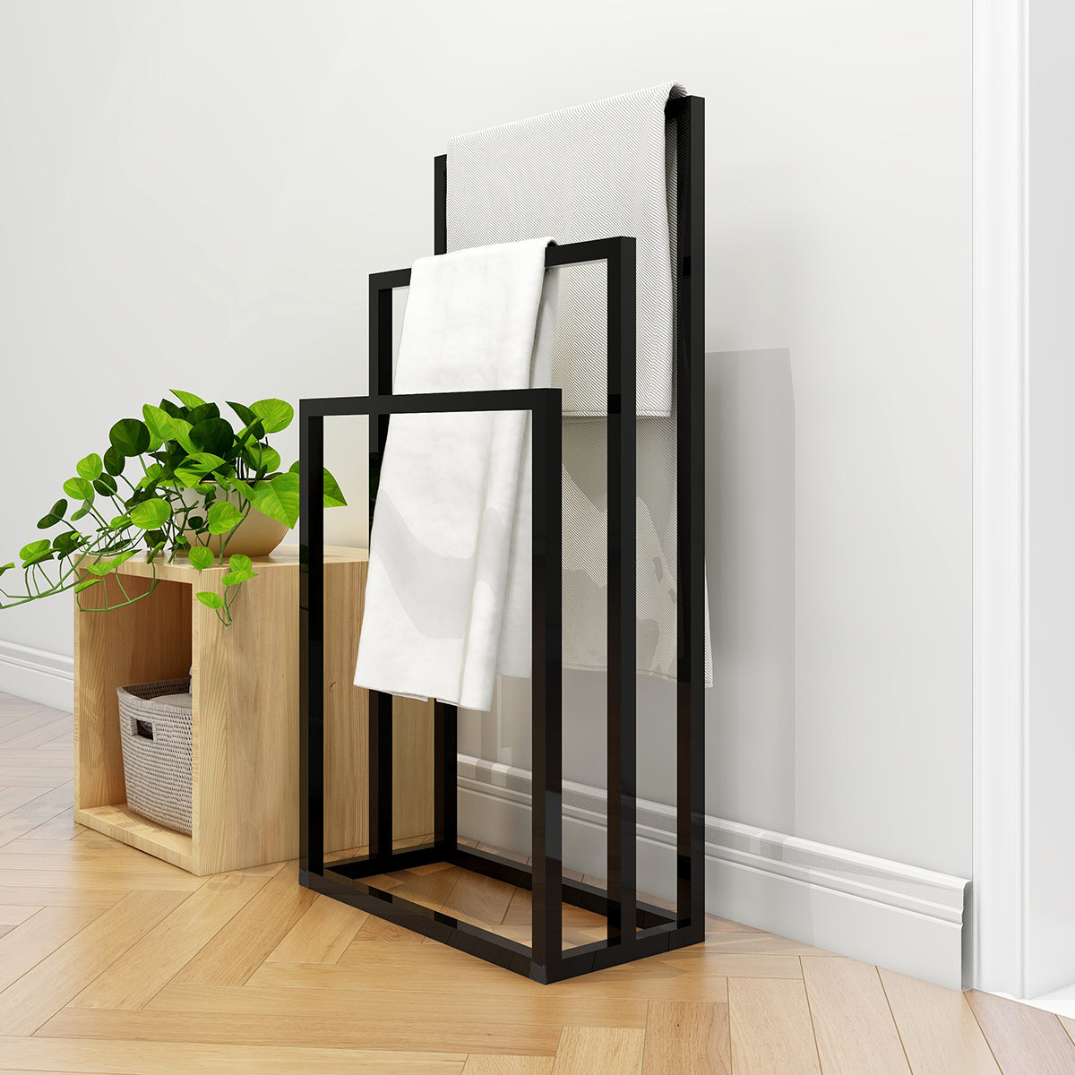 Metal Towel Rack 3 Tiers Hand Towel Holder Organizer for Bathroom Accessories, Black