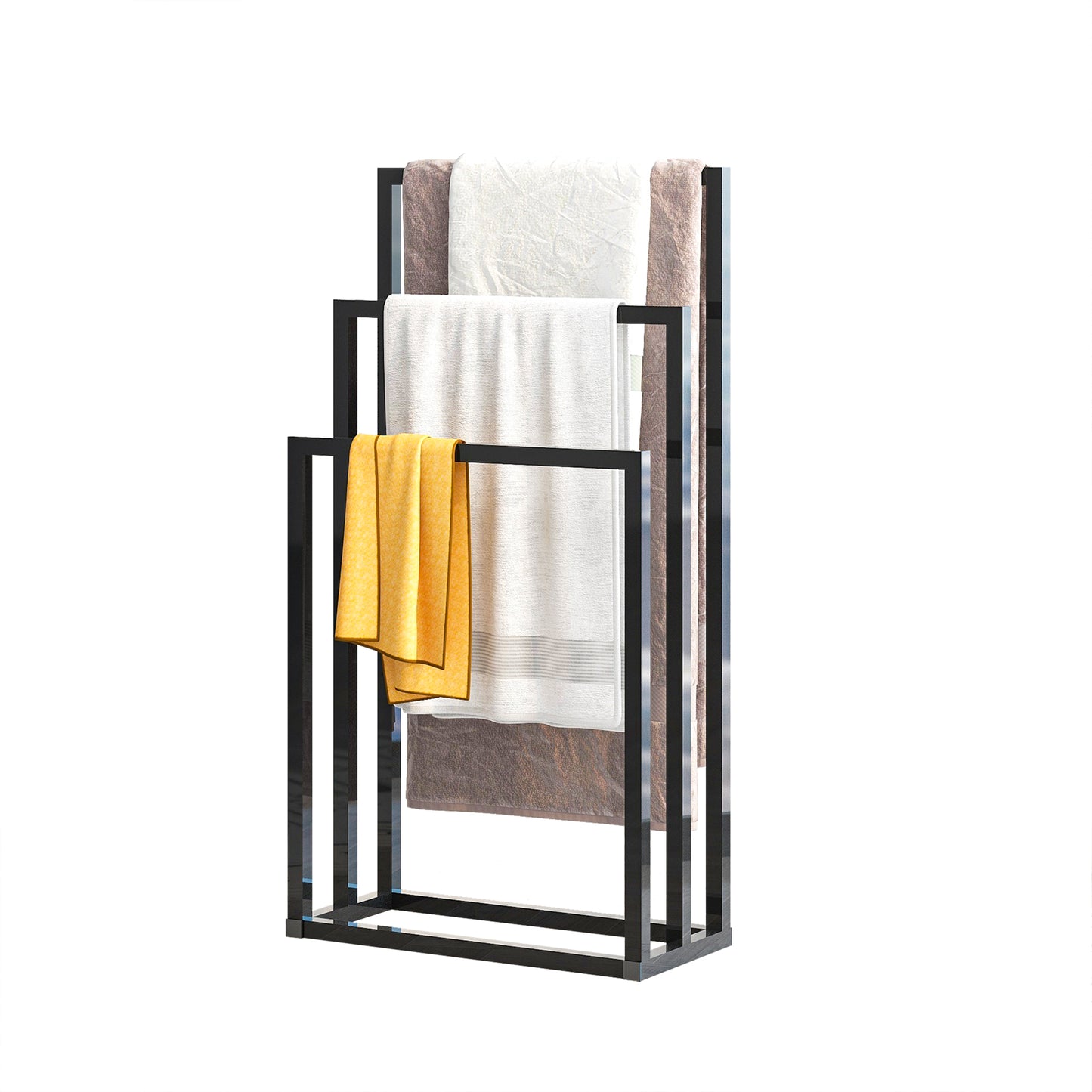 Metal Towel Rack 3 Tiers Hand Towel Holder Organizer for Bathroom Accessories, Black