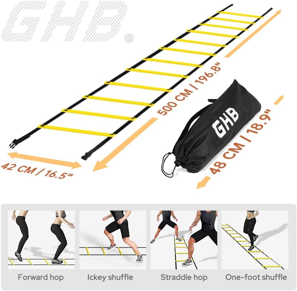 Agility Training Ladder – 12 Rung, 20ft Speed Ladder with Carry Bag for Fitness & Sports