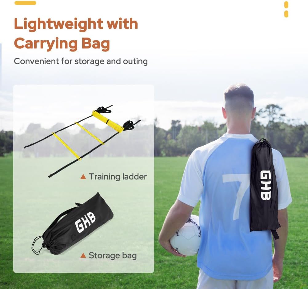 Agility Training Ladder – 12 Rung, 20ft Speed Ladder with Carry Bag for Fitness & Sports