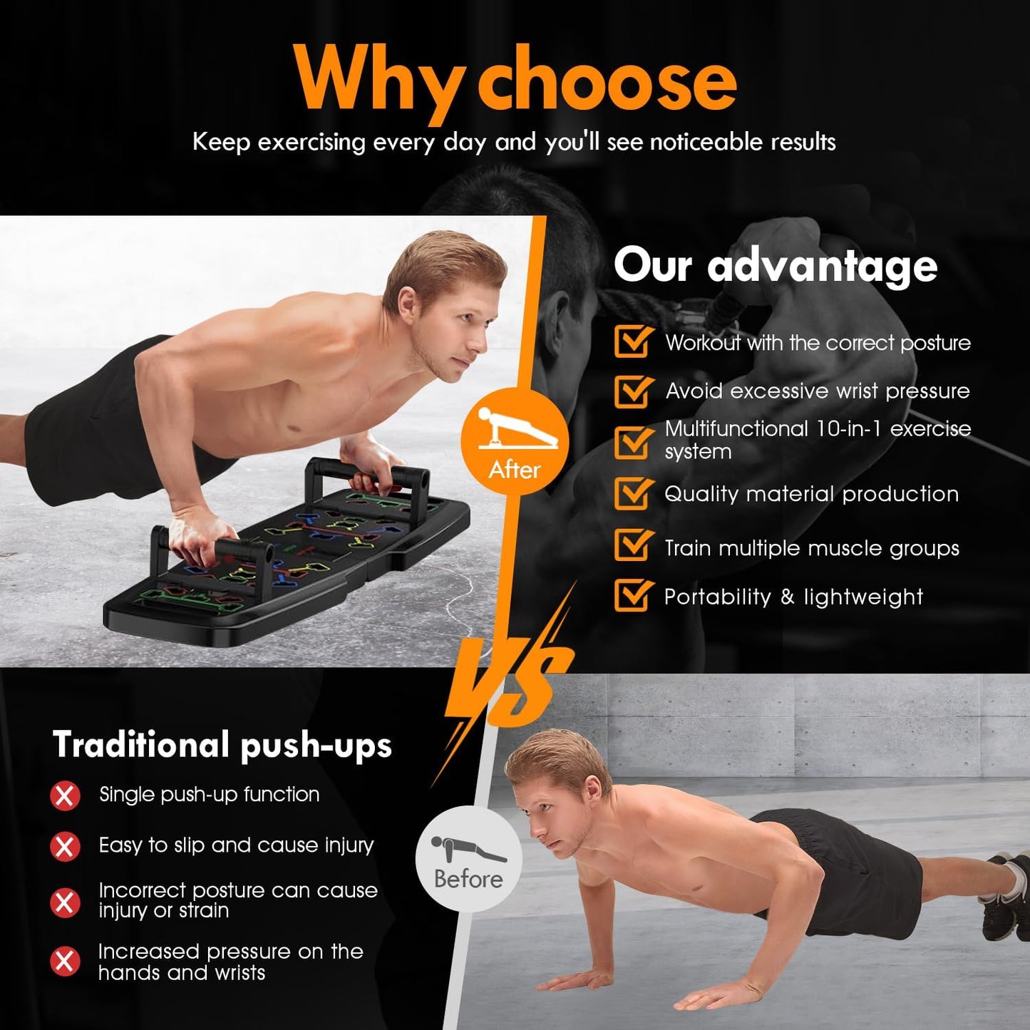 Push Up Board Home Gym Set – Portable Exercise Equipment with Pilates Bar, Resistance Bands, Ab Roller & 20 Fitness Accessories for Full Body Workouts