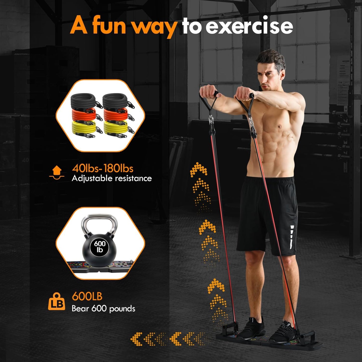Push Up Board Home Gym Set – Portable Exercise Equipment with Pilates Bar, Resistance Bands, Ab Roller & 20 Fitness Accessories for Full Body Workouts
