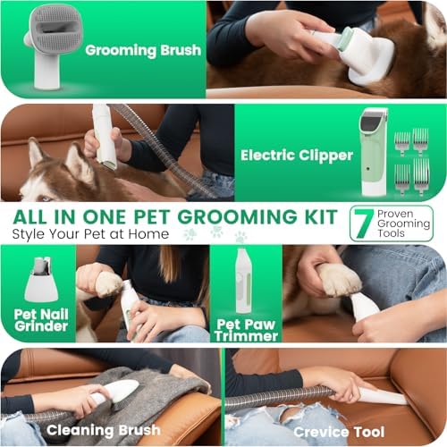 Pet Grooming Vacuum, 2.5L Dust Cup 7 Grooming Tool_ PG50 Plus