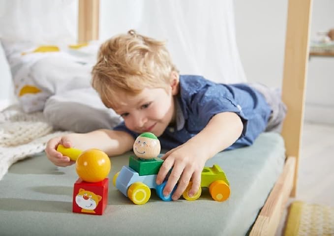 Car with Trailer and Wooden Building Blocks
