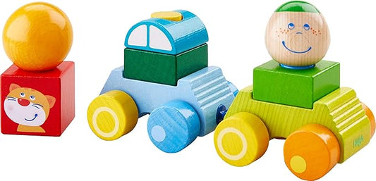 Car with Trailer and Wooden Building Blocks