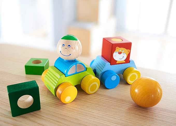 Car with Trailer and Wooden Building Blocks