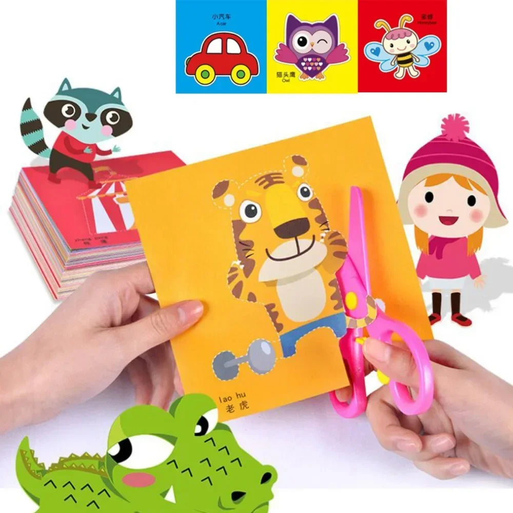 48Pcs Handmade Paper Cut Book Kids Craft Toys DIY Cartoon Scrapbooking Paper Art Toys Kids Learning Toys for Children Gifts